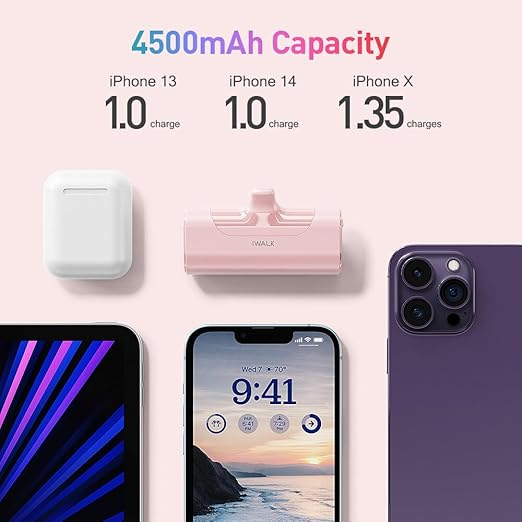 iWALK Mini Portable Charger 4500mAh Ultra-Compact Power Bank Small and Cute Battery Pack Compatible with iPhone 14/13/13 Pro/13 Pro Max /12/12 Pro/12 Pro Max/11 Pro/XR/X/8/Plus，Airpods and More，Green