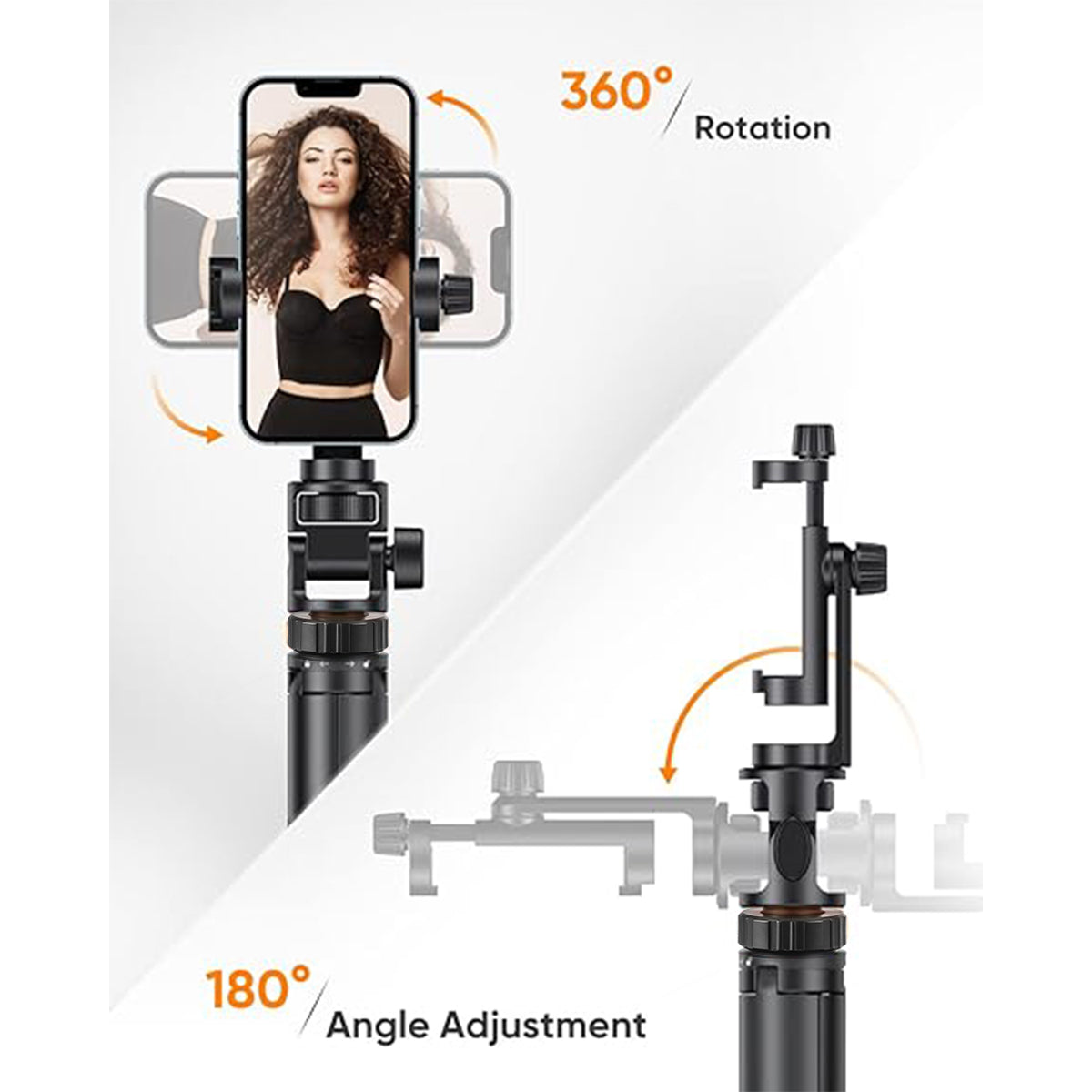 Kingjoy M080P Phone Tripod, Tripod for iPhone & Selfie Stick Tripod with Remote, Extendable Phone Tripod Stand & Travel Tripod, Solidest Cell Phone Tripod Compatible with iPhone/Android