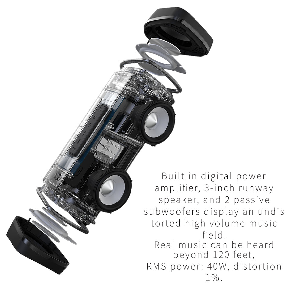 Portable wireless speaker MM II,with 40W output sound,,AUX,TF,TWS,USBconnection,Power bank output