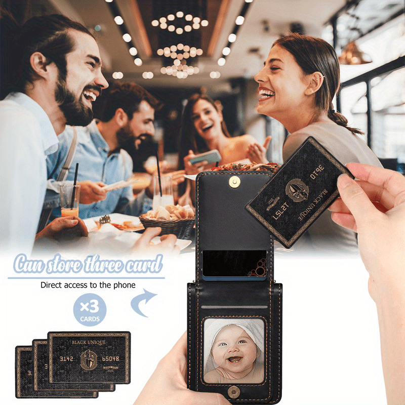 For Samsung Z Filp6 Case Foldable Leather Case Crossbody Strap