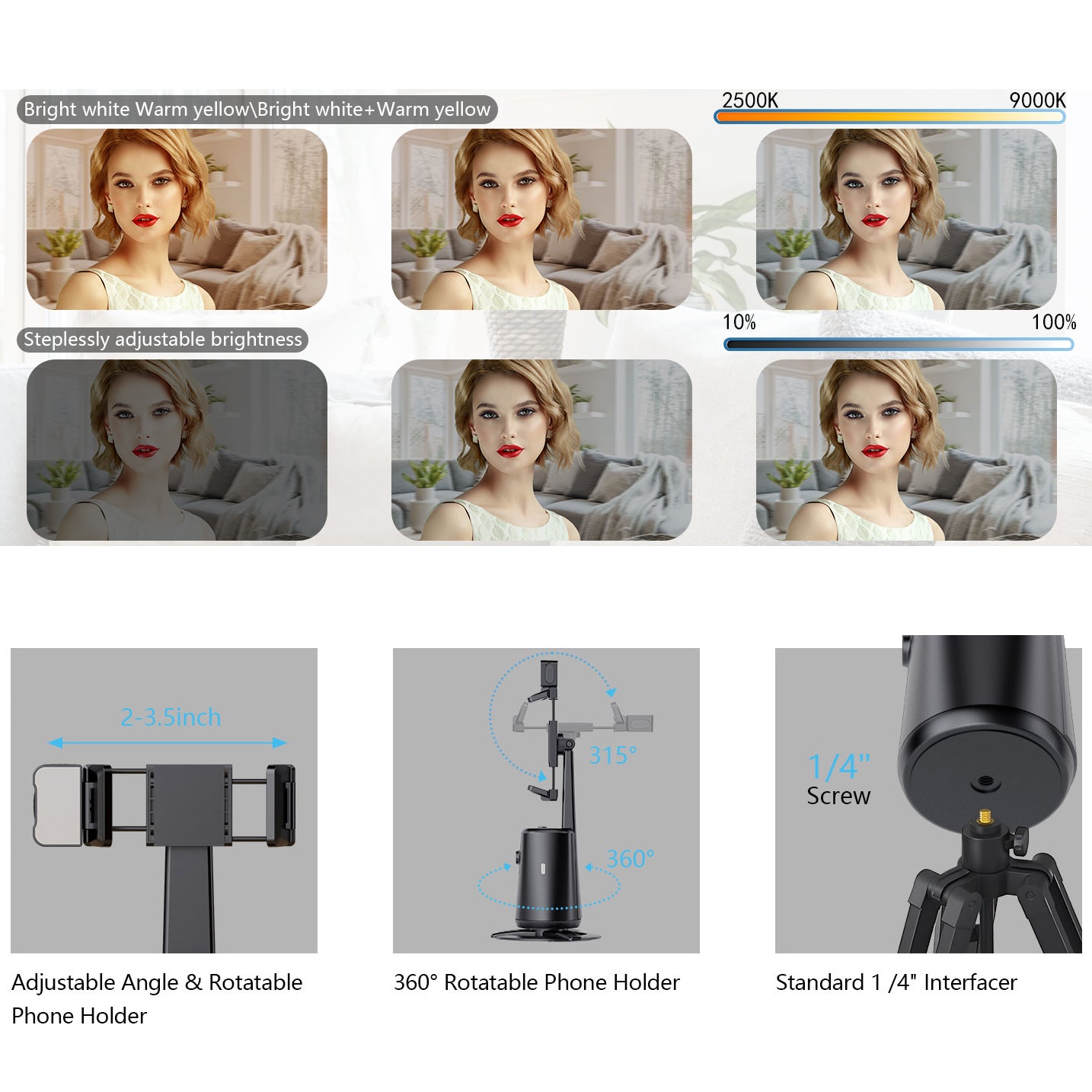 Phone Accessories Black automatic face tracking phone stand