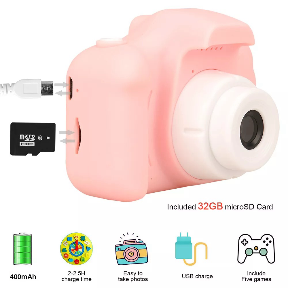 Upgrade Kids Selfie Camera, Christmas Birthday Gifts for Boys Age 3-9, HD Digital Video Cameras for Toddler, Portable Toy for 3 4 5 6 7 8 Year Old Boy with 32GB SD Card