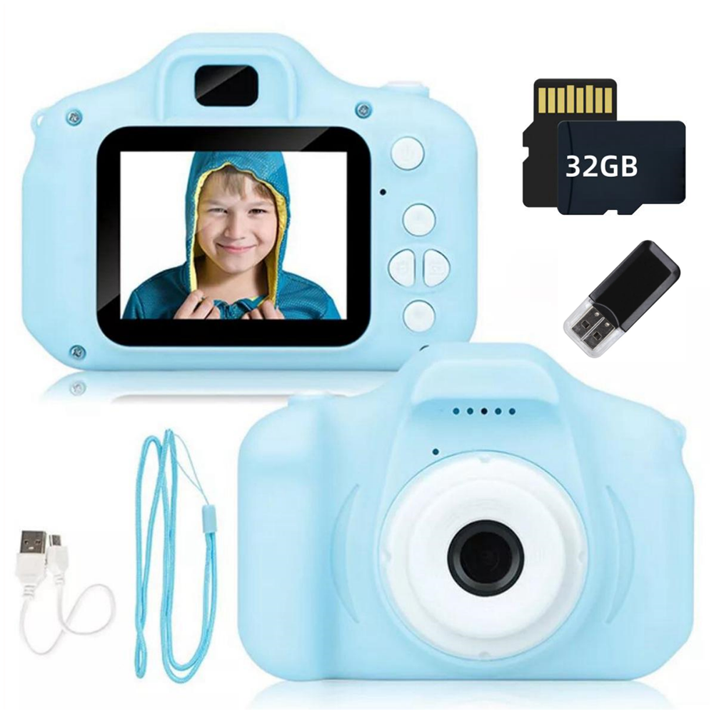Upgrade Kids Selfie Camera, Christmas Birthday Gifts for Boys Age 3-9, HD Digital Video Cameras for Toddler, Portable Toy for 3 4 5 6 7 8 Year Old Boy with 32GB SD Card