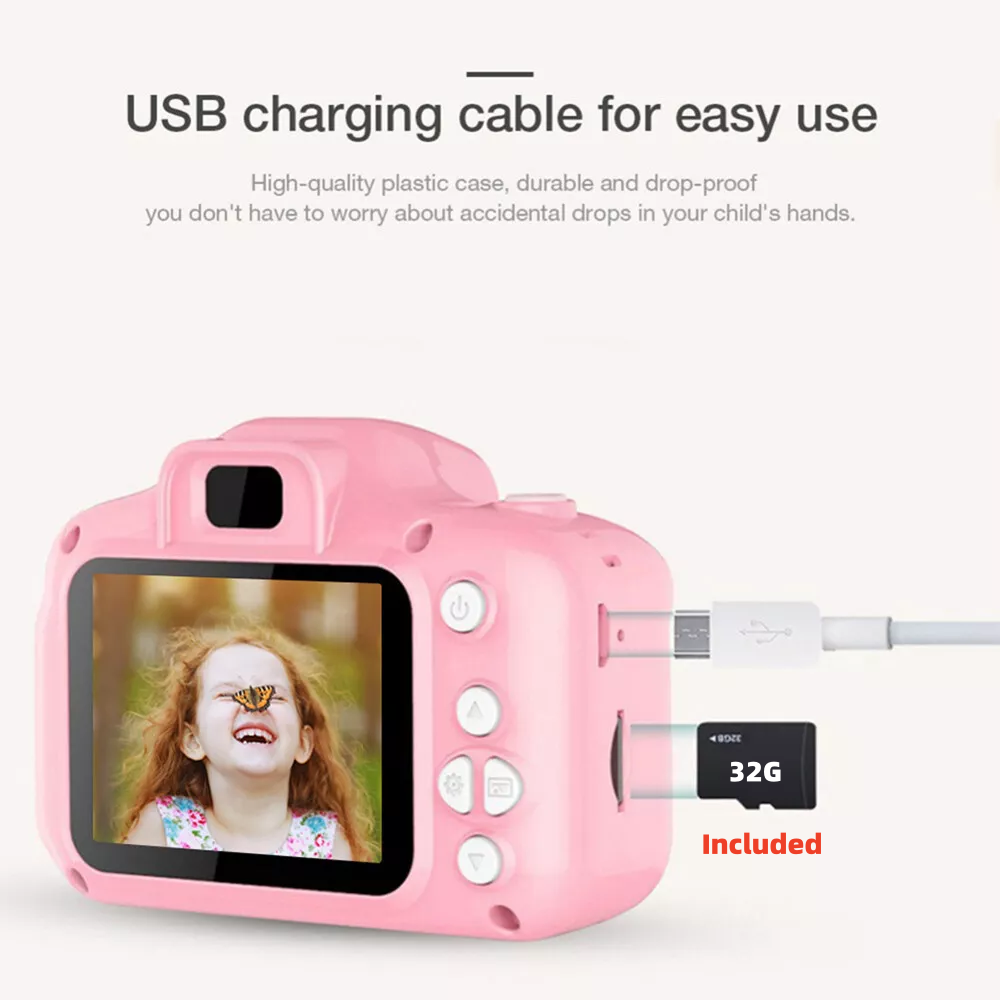 Upgrade Kids Selfie Camera, Christmas Birthday Gifts for Boys Age 3-9, HD Digital Video Cameras for Toddler, Portable Toy for 3 4 5 6 7 8 Year Old Boy with 32GB SD Card