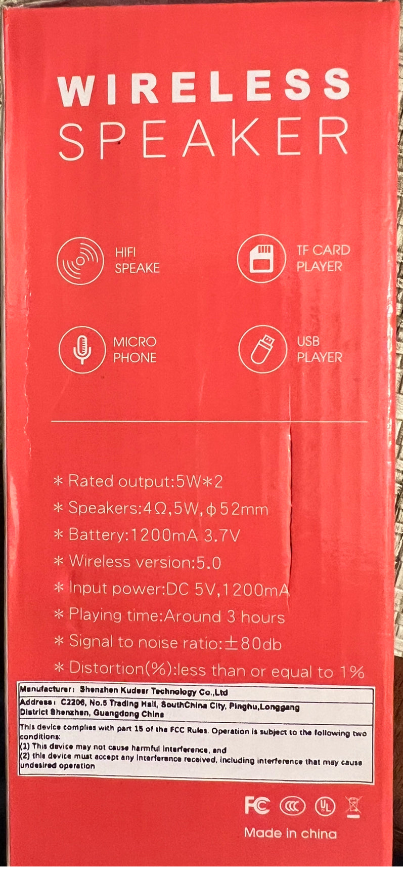 LED Color Light Wireless Bluetooth Portable Speaker with Colorful Display A1 for Universal Cell Phone And Bluetooth Device